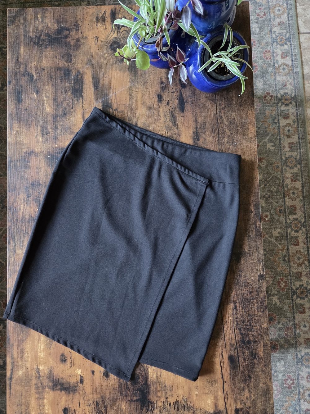 14th & Union Black Asymmetric Wrap Pencil Skirt